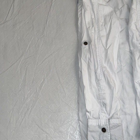 7 for all Mankind white roll sleeve button down shirt - Picture 8 of 9